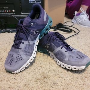 On running purple shoes